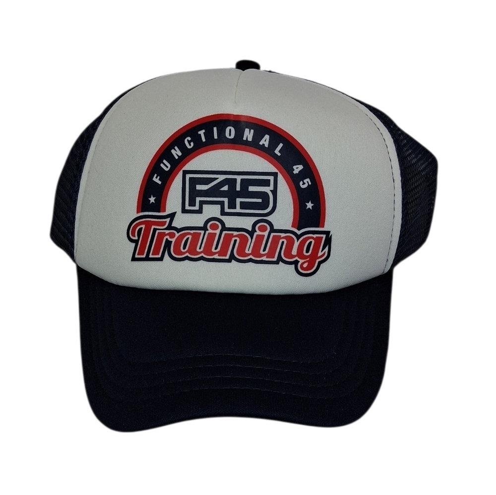 F45 Functional Training Heritage Men'sTrucker Adjustable Navy and White Hat